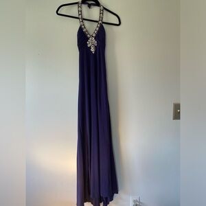 Indigo event floor length dress